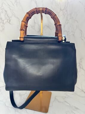 Gucci Nymphaea Leather Bamboo Handle and Pearl Detailing